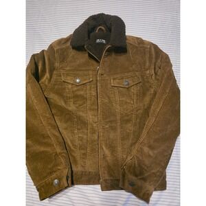 1069 Line of Trade Mens Corduroy Sherpa Lined Trucker Jacket Brown Small